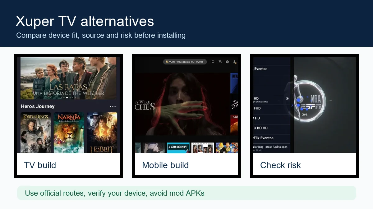 Xuper-TV-Alternativen: 7 Optionen und wie du riskante APKs vermeidest