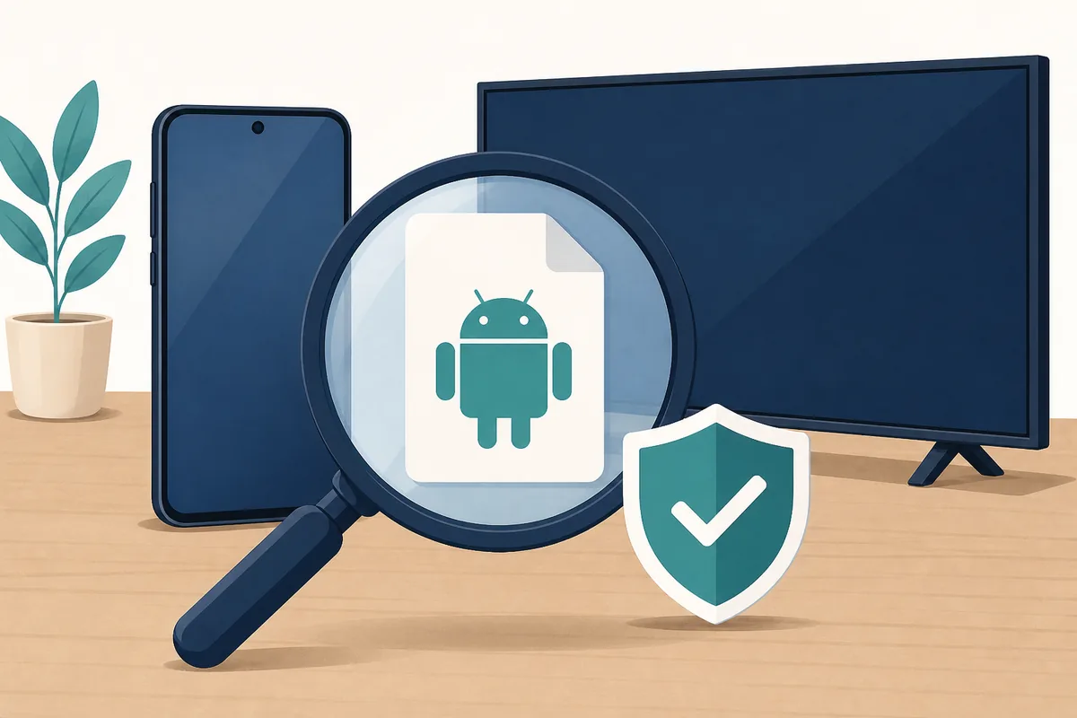 Redaktionelle Illustration zur Prüfung eines Android-APKs vor der Installation