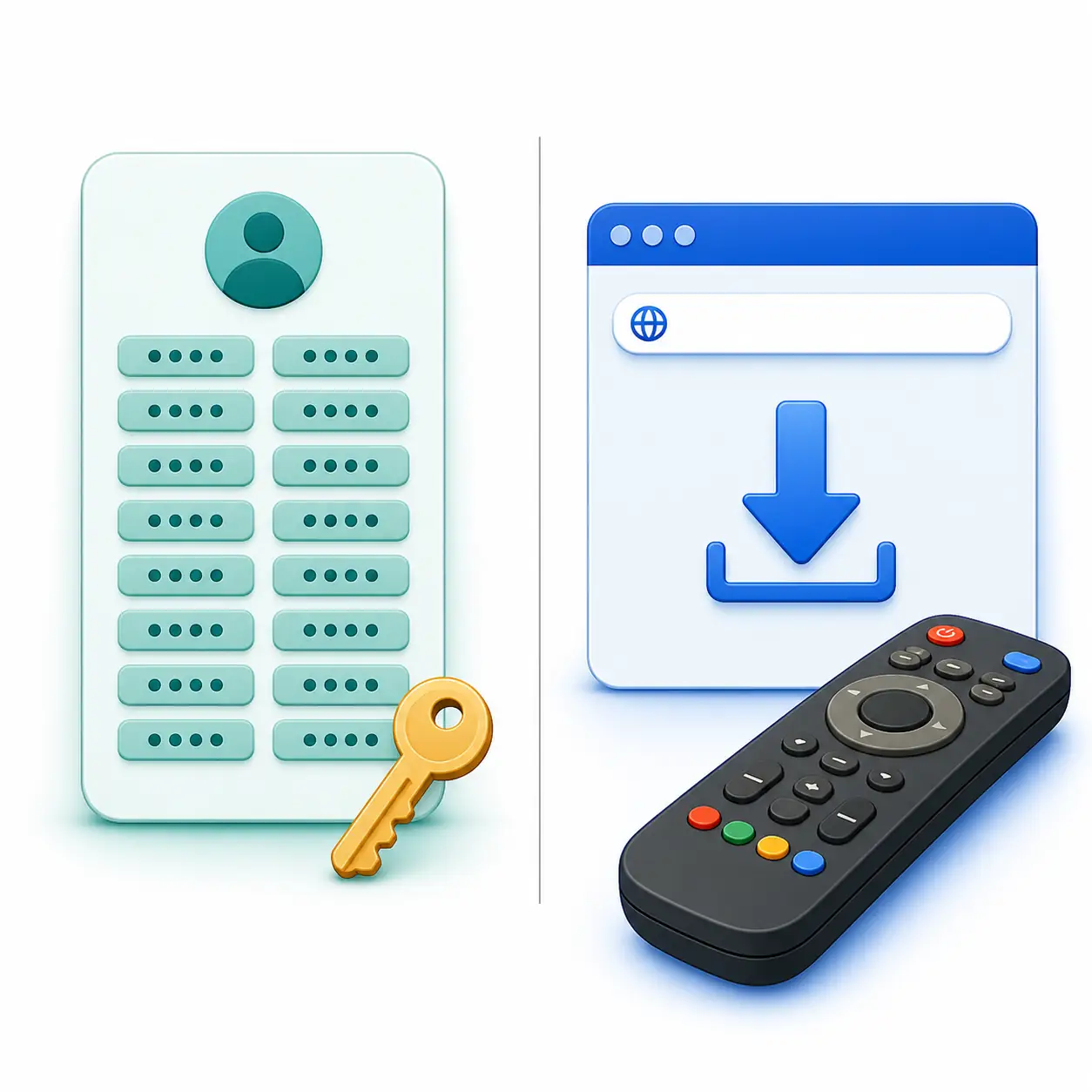 Editorial comparison between an access code and a TV download URL