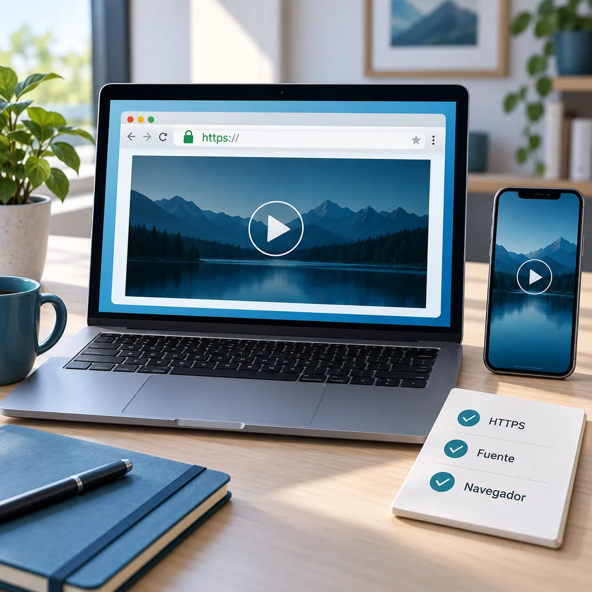Illustration eines HTTPS-Browsers mit Videowiedergabe