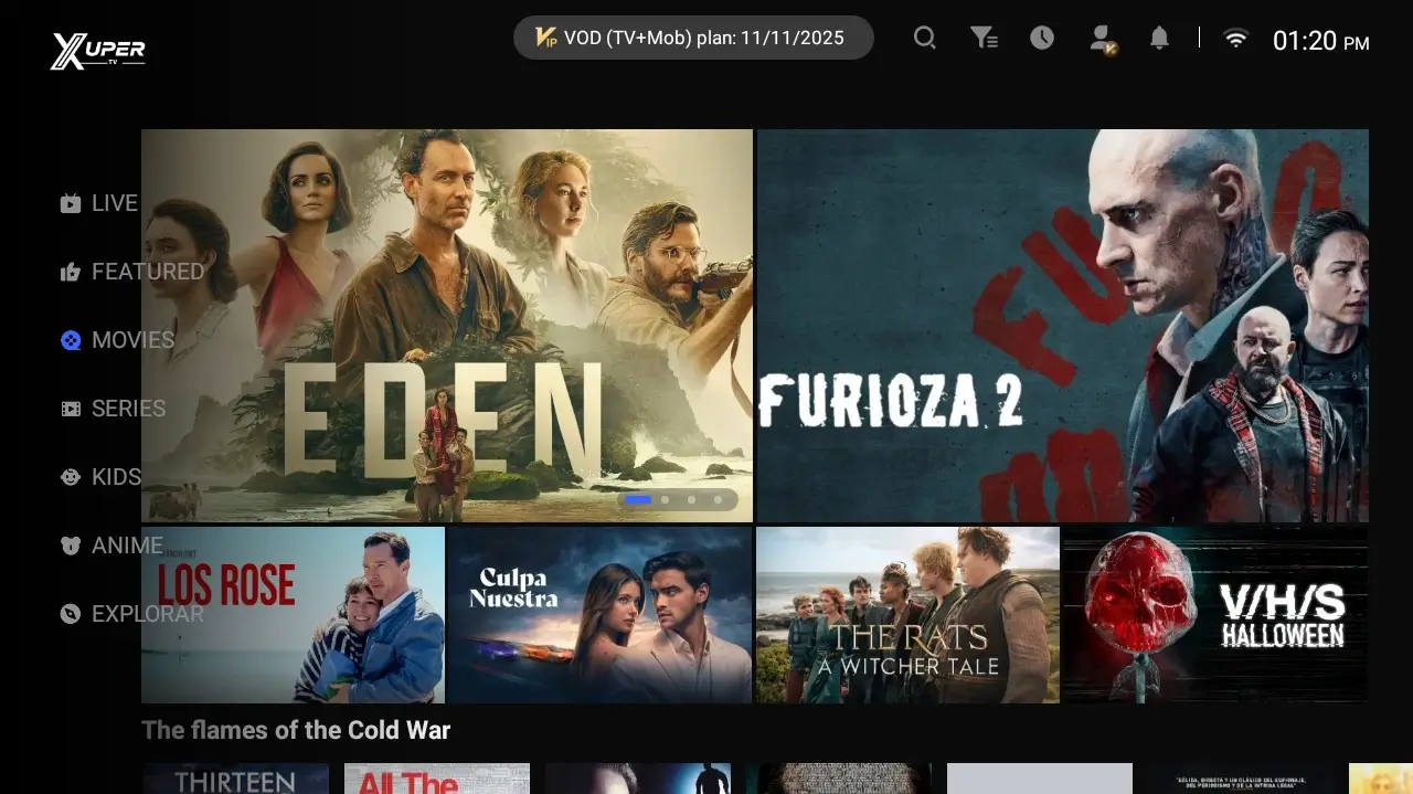Xupertv APK action section on TV - Action movies and series in HD